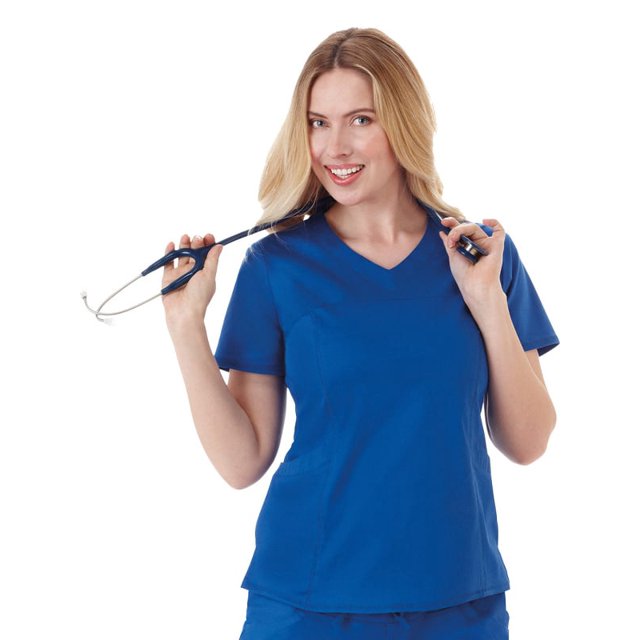Blusa médica deportiva con cuello en V y elasticidad biológica