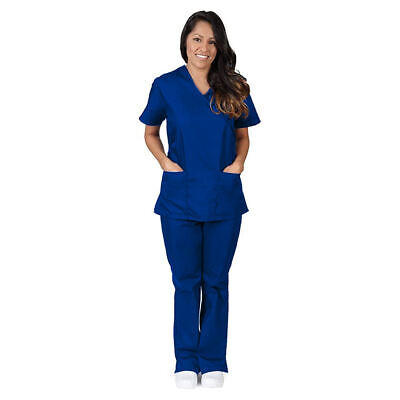 Sweet Doll Unisex Nurses V-Neck Scrub Top & Elastic Waist Pants Set