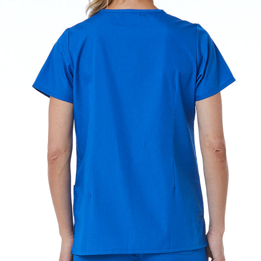 Maevn Red Panda Mock Wrap Scrub Top