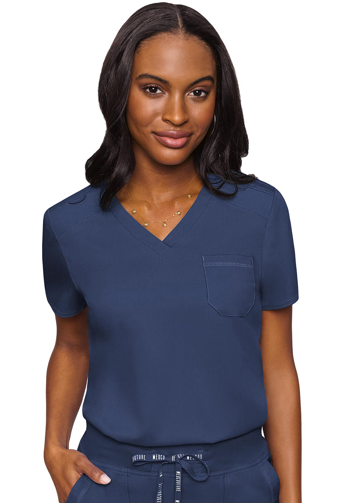 Med Couture Touch 1-Pocket V-Neck Tuck In Scrub Top