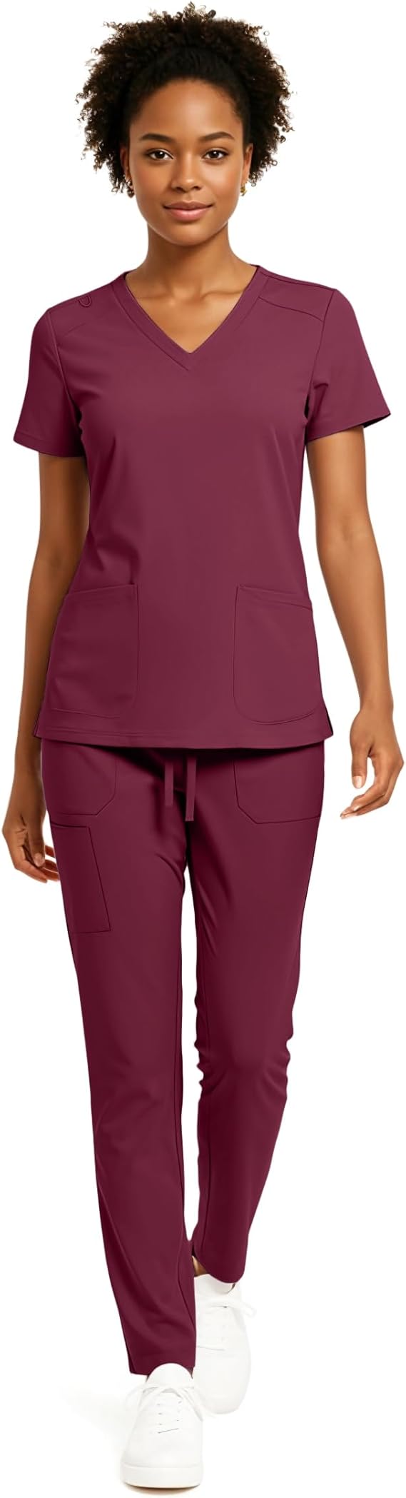 Hey Medical V-Neck Top Tapered Leg Pants Scrub Set