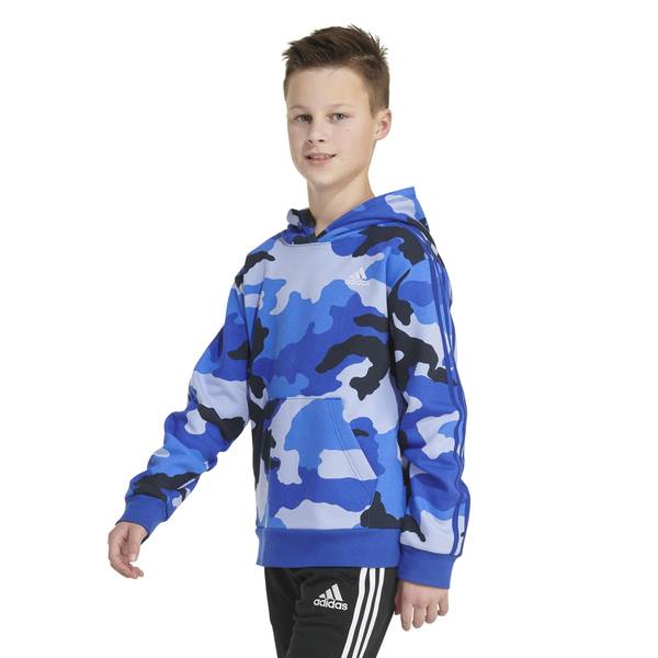 Adidas Boys Long Sleeve France Camo Print Hooded Pullover