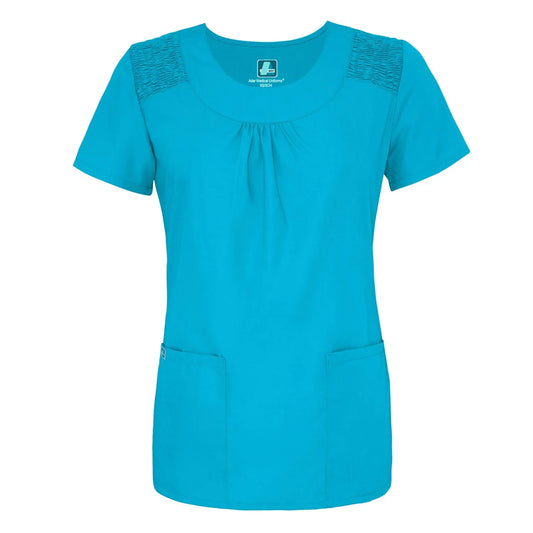 Adar Universal Scoop Neck Smocked Top