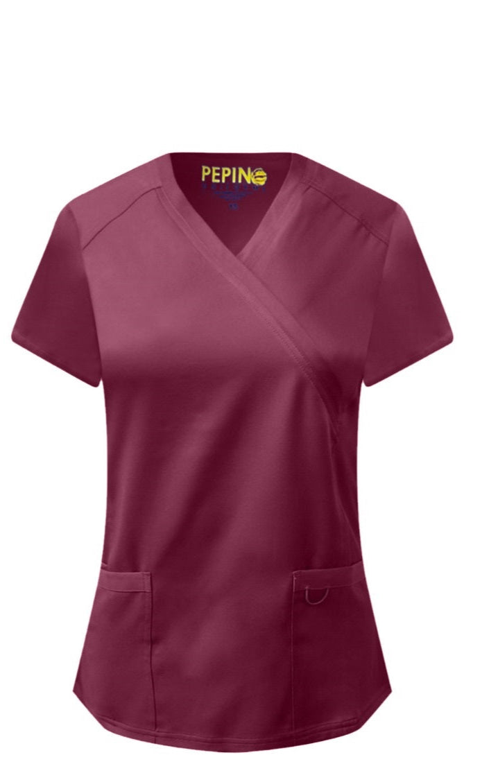 Pepino Uniforms Mock Wrap Top