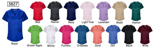 Pepino Uniforms Round Zipper V-Neck Scrub Top