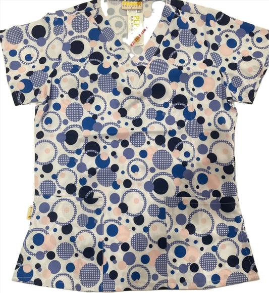 Pepino Uniforms Printed Ceil Polka Dot V-Neck Scrub Top
