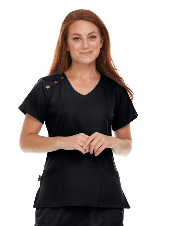 Pepino Uniforms Snaps V-Neck Top