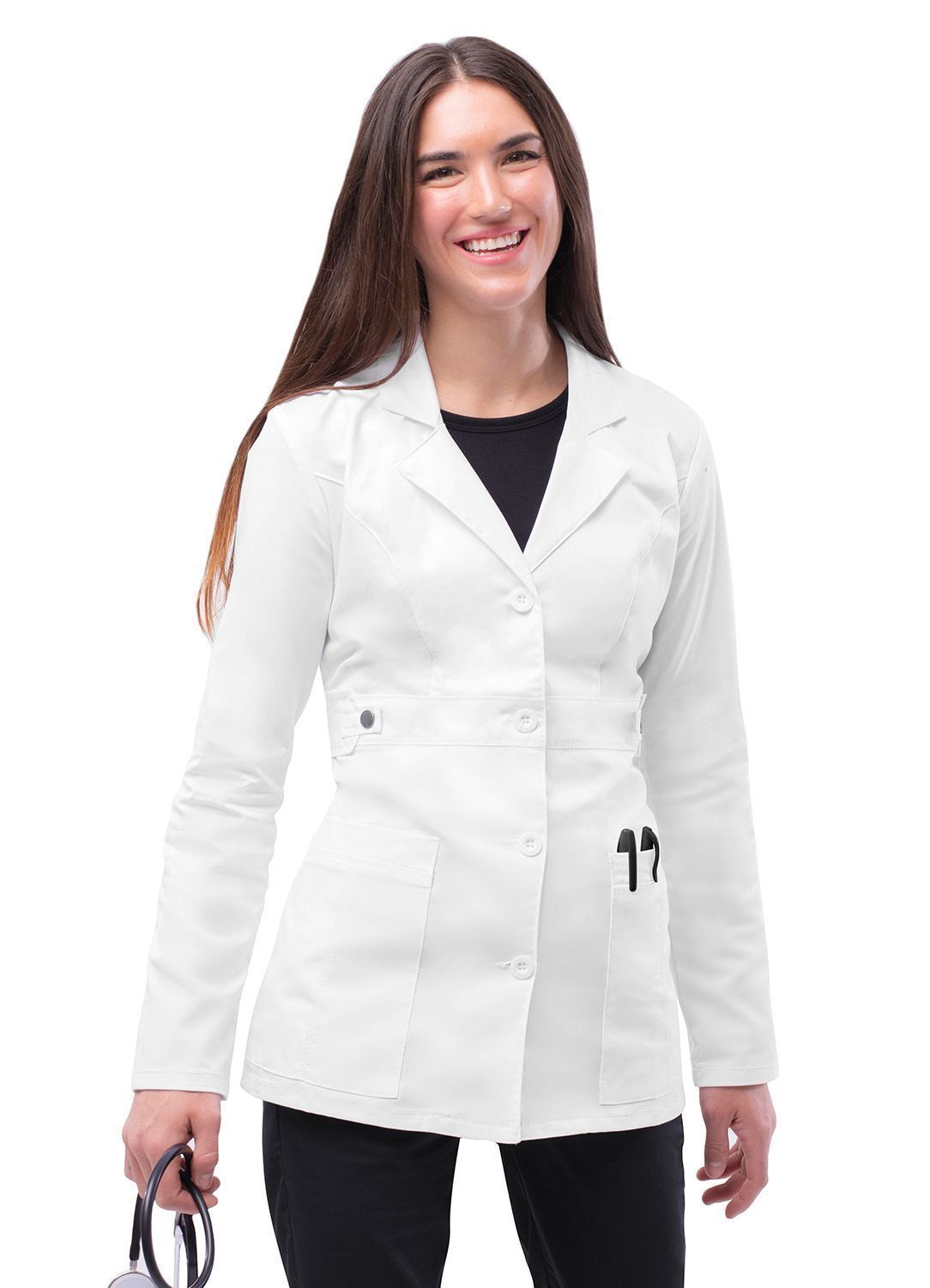 Bata de laboratorio elástica con presilla en la cintura de 28" para mujer de Adar Pop