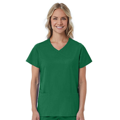 Maevn Red Panda Mock Wrap Scrub Top