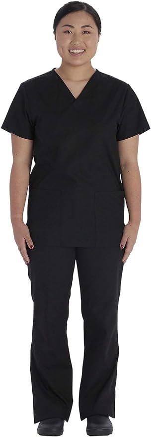 Sweet Doll Unisex Nurses V-Neck Scrub Top & Elastic Waist Pants Set