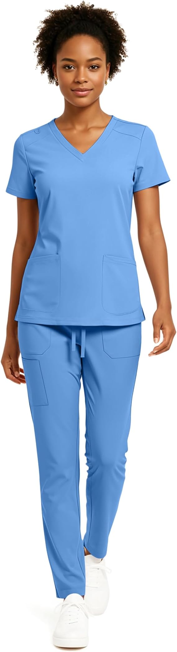 Hey Medical V-Neck Top Tapered Leg Pants Scrub Set