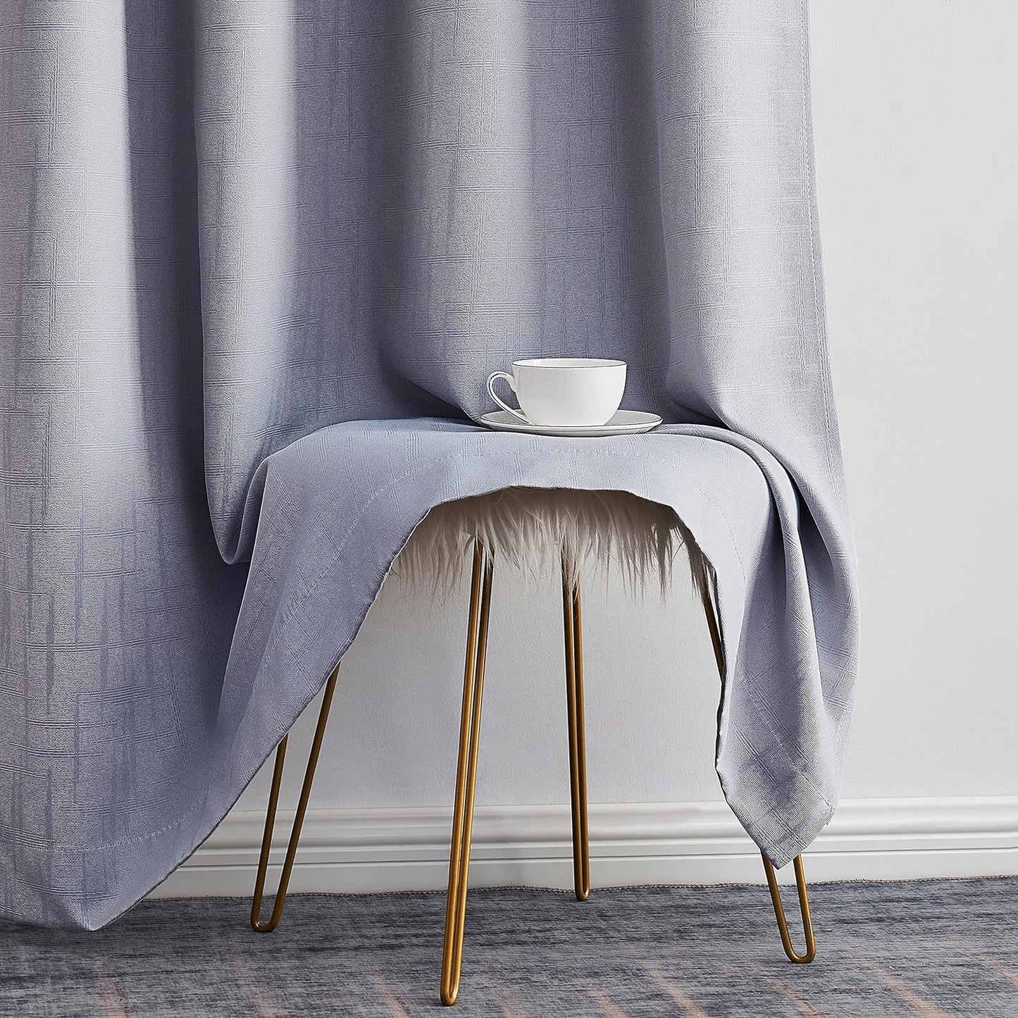 HLC Cooper Geométrico Suave Aislamiento Térmico Eficiencia Energética Oscurecimiento de la Habitación Privacidad Blackout Ojal Paneles de Cortina Largos 