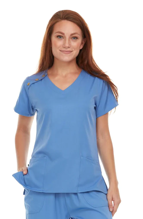 Pepino Uniforms Snaps V-Neck Top