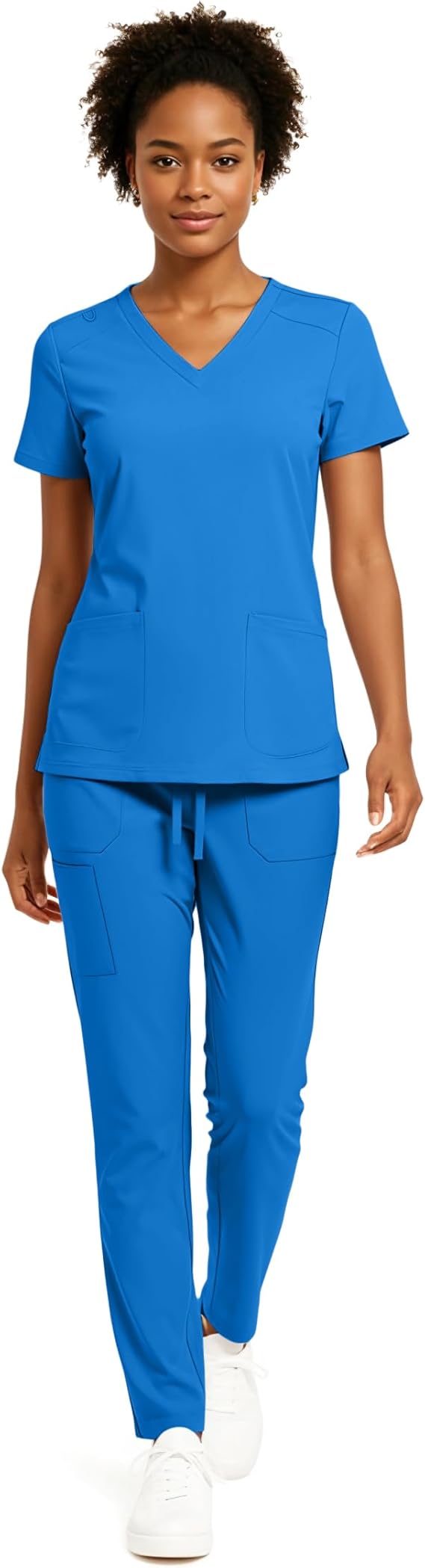 Hey Medical V-Neck Top Tapered Leg Pants Scrub Set