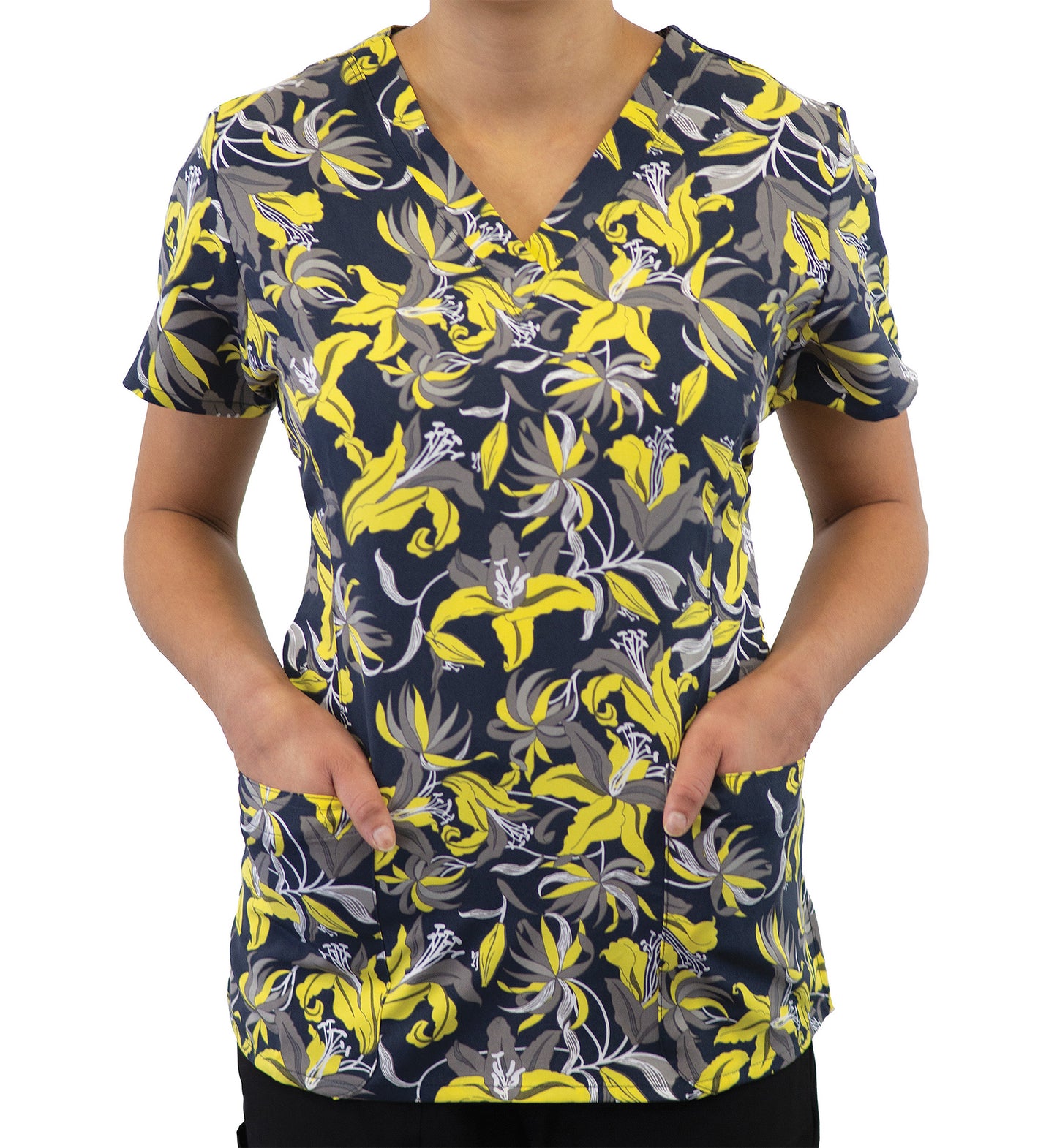Maevn Prints V-Neck Printed Scrub Top
