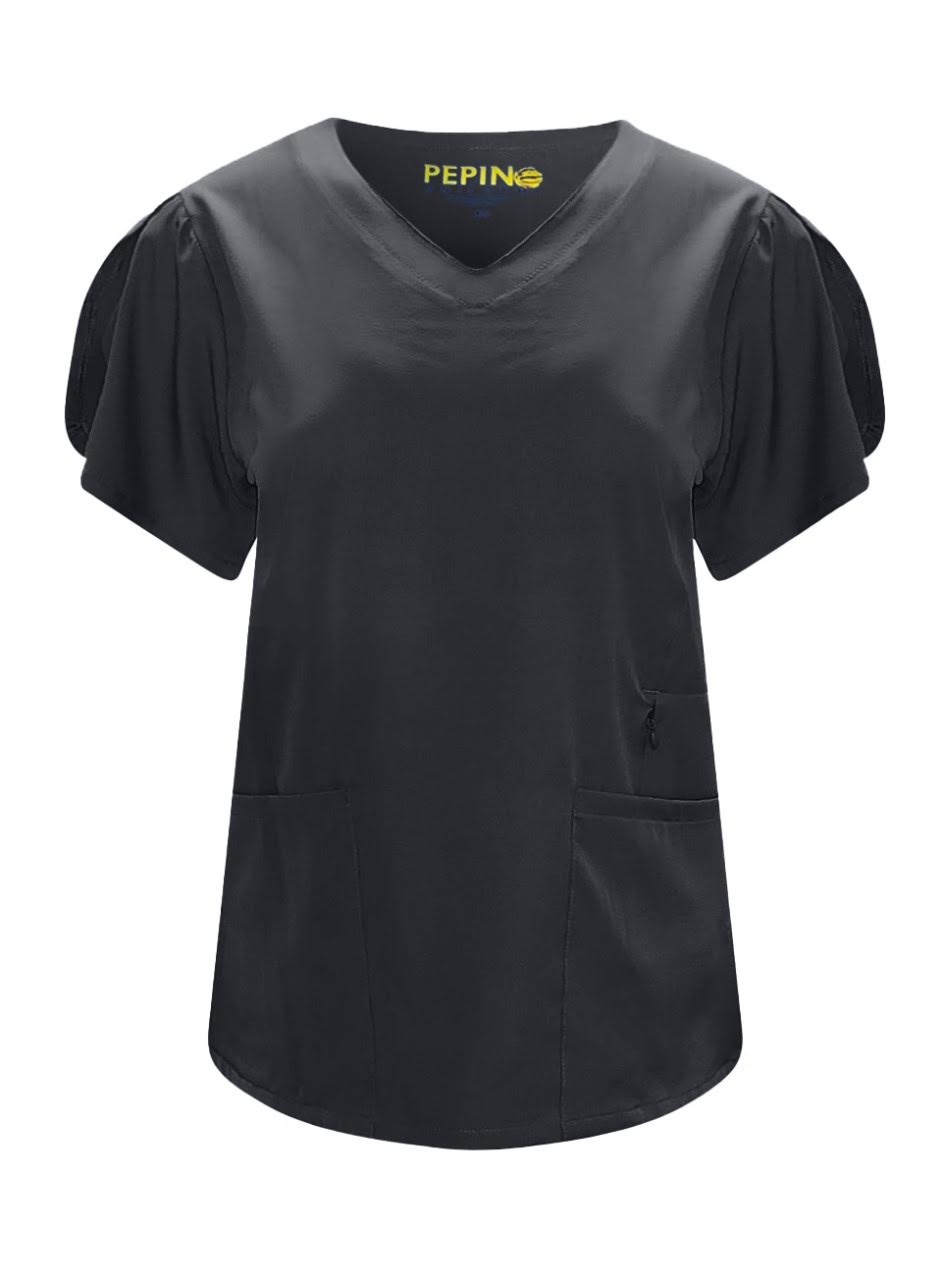 Pepino Uniforms Hidden Zipper V-Neck Top