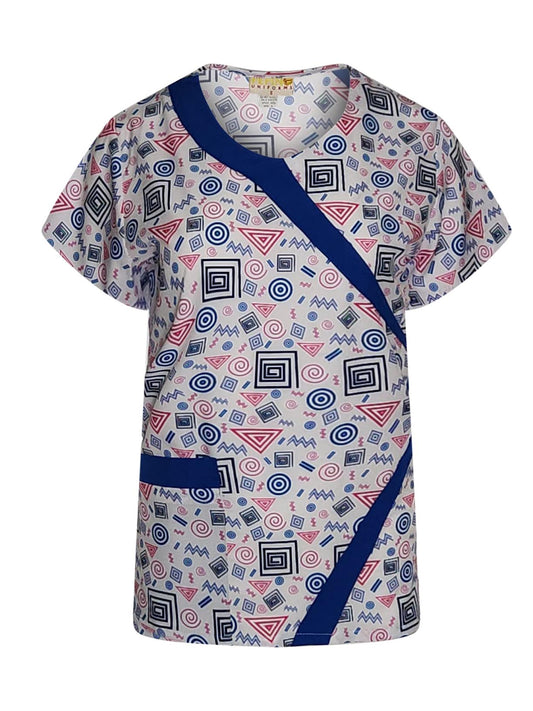 Tunique médicale imprimée col en V garni spirales Pepino Uniforms