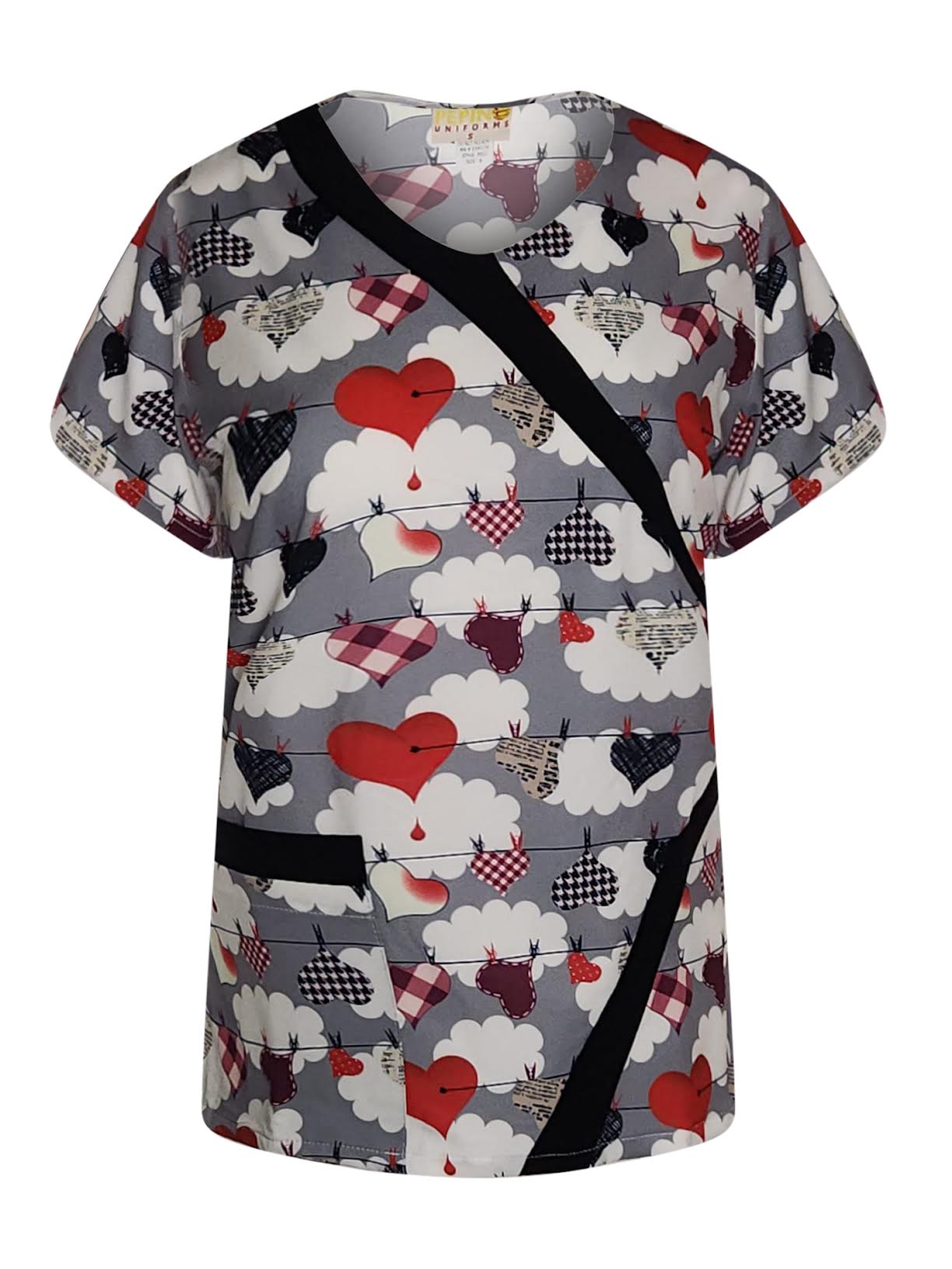 Haut de tunique Pepino Uniforms imprimé cœurs ombrés col en V