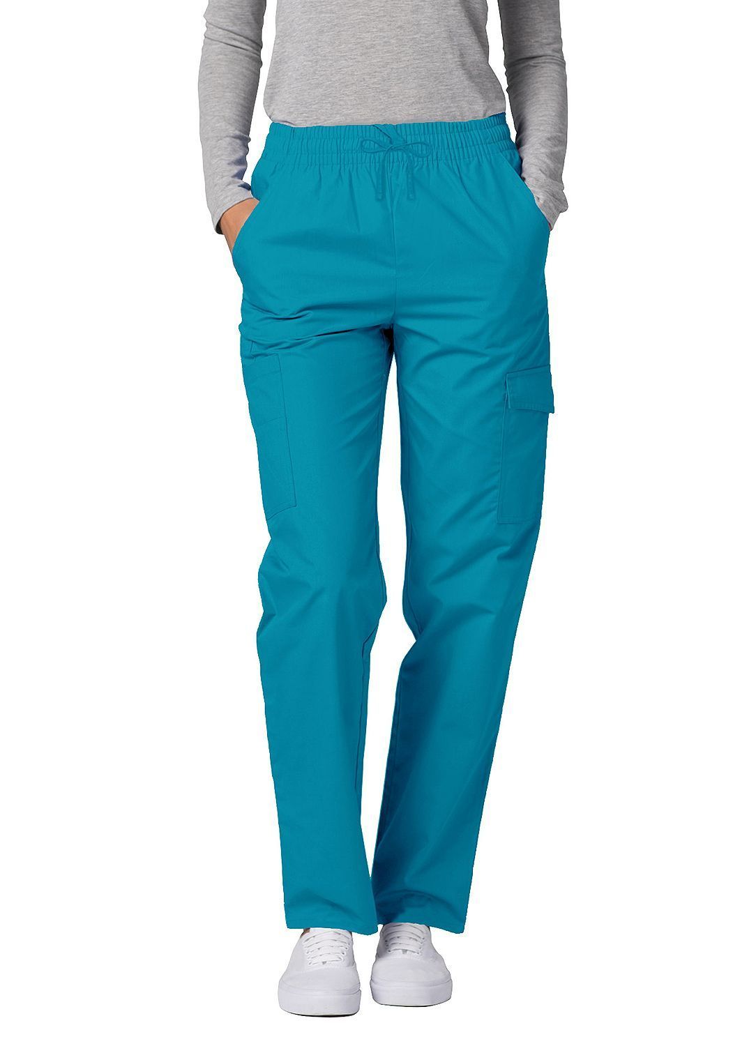 Pantalones de uniforme médico cargo unisex Adar Universal Petite con múltiples bolsillos
