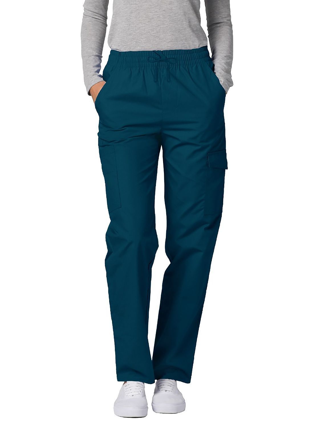 Pantalones de uniforme médico cargo unisex Adar Universal Petite con múltiples bolsillos