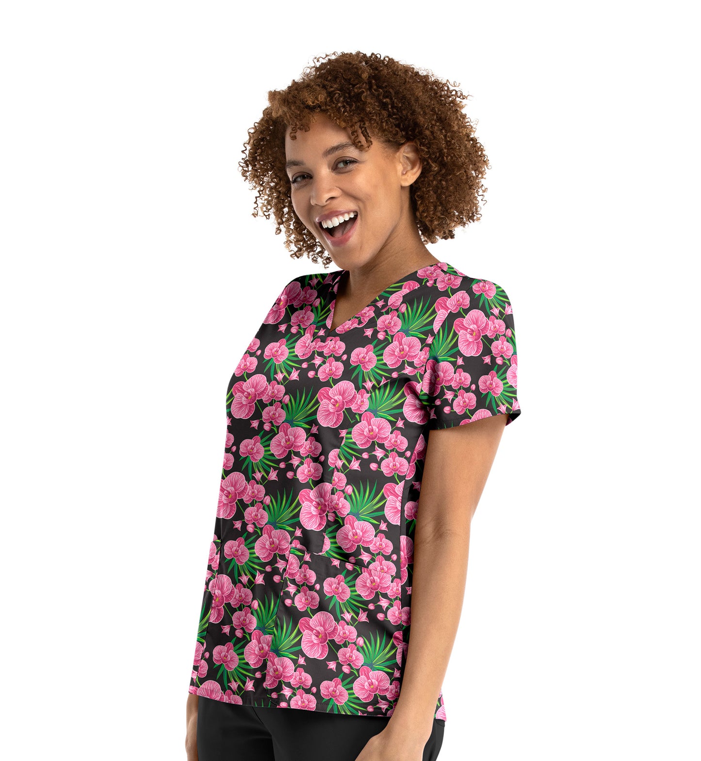 Maevn Prints V-Neck Printed Scrub Top