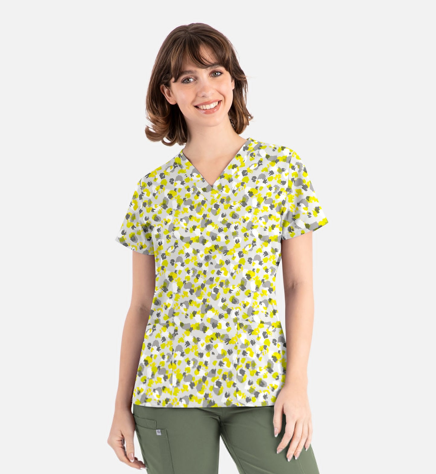 Maevn Prints V-Neck Printed Scrub Top