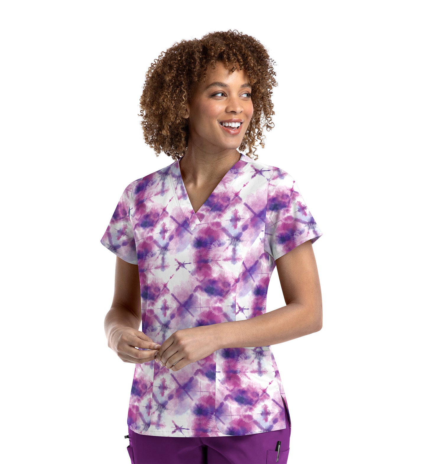 Maevn Prints V-Neck Printed Scrub Top